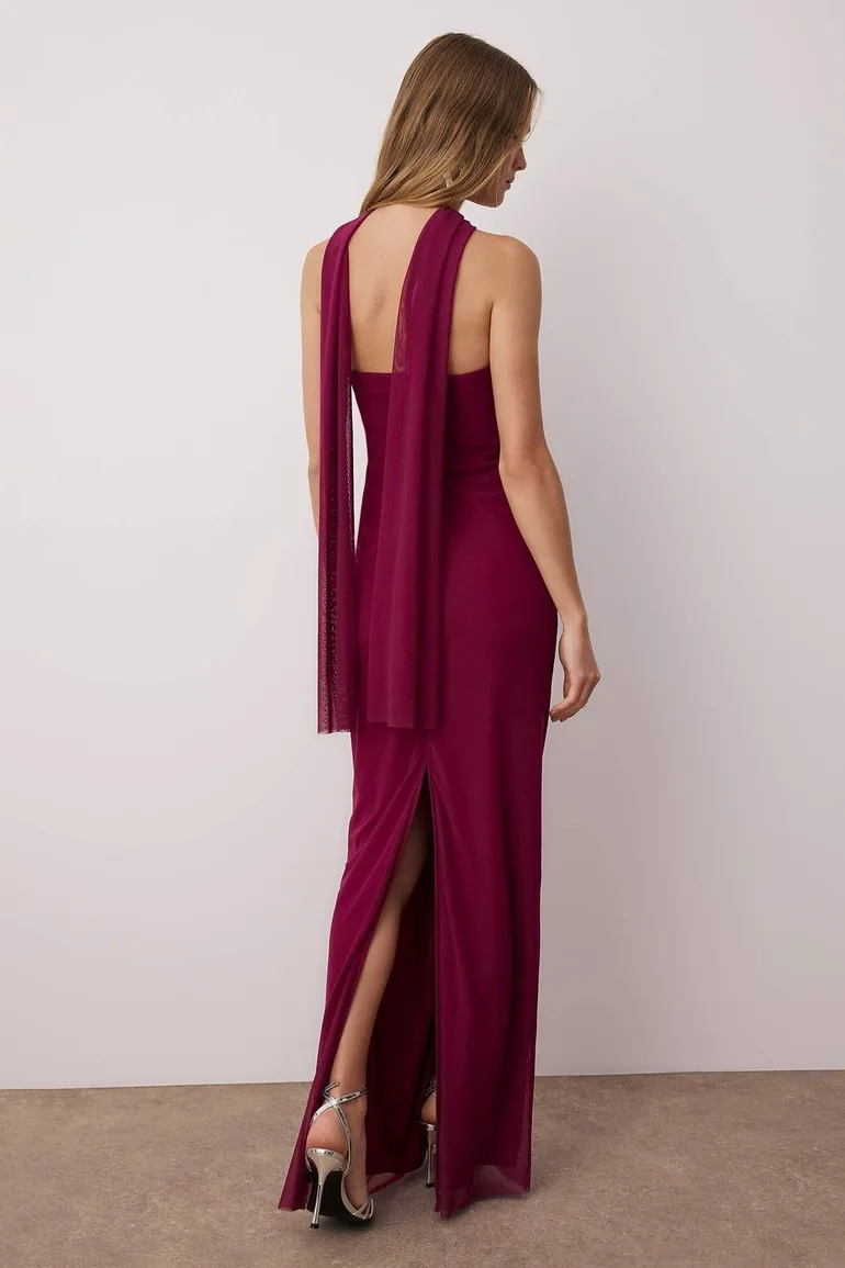 Plum Shawl Detailed Tulle Knitted Maxi Evening Night Graduation Dress  Trendyol Purple : Evening Dresses : VogaCloset Libya