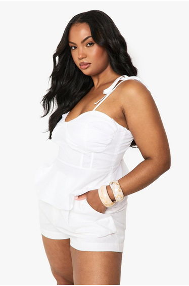Plus Bust Detail Tie Strap Top