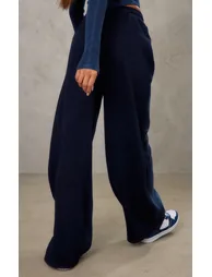 Navy Ombre Washed Effect High Waisted Wide Leg Joggers - 2