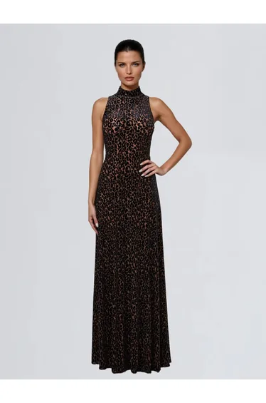 Telomeron Sleeveless Leopard Maxi Dress