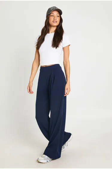 Tall Basics Wide Leg Trousers - navy