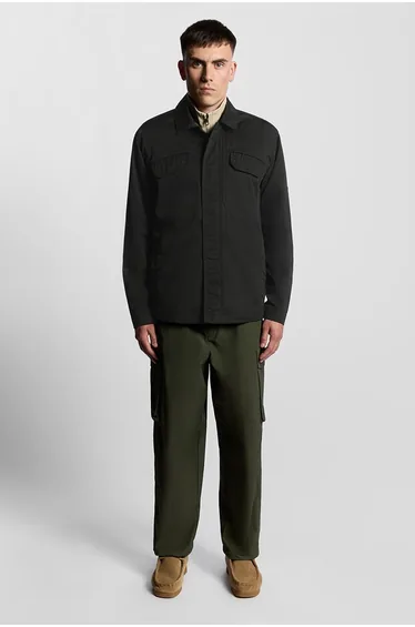 قميص بنمط جاكيت بجيوب - أسود