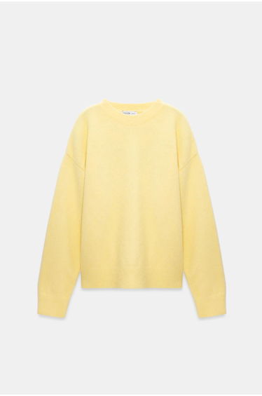 Dilvin Women's Solid Crew Neck Ribbed Sweater