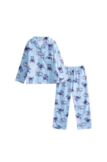 Lilo & Stitch Girls Character Long-Sleeved Long Pyjama Set - Blue