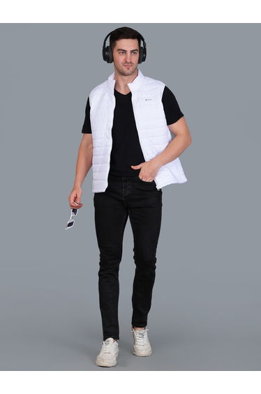 Men White Padded Puffer Vest