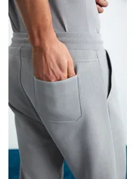 GRIMELANGE GORAN Men's Organic Cotton Lined with Fleece, Pockets, Elastic Cuffs, Dark Gray Sweatpants - 5