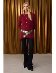 Claret Red Plain Single Jersey cardigan