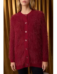 Claret Red Plain Single Jersey cardigan - 2
