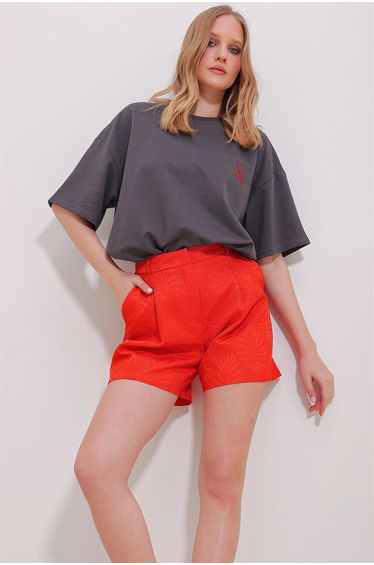 Women's Anthracite Crew Neck Two Thread Mom Embroidered T-Shirt