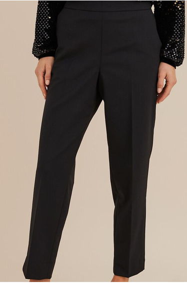 Straight Ankle Grazer Trousers in Wool Mix, Length 26.5"