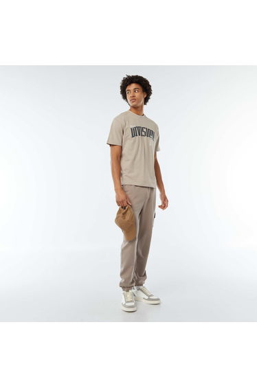 Multi-pocket lightweight sweatshirt fabric joggers BEIGE