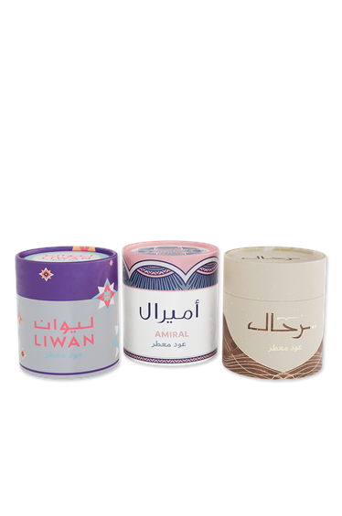 Oud Lover Farht Watan Home Fragrance Set - (Bakhoor Liwan 30 g + Bakhoor Oud Amiral 30 g + Bakhoor Terhal 30 g)