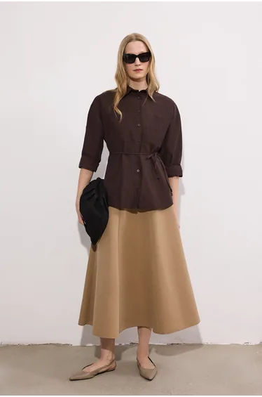 THIN BELTED SHIRT WITH POCKETS