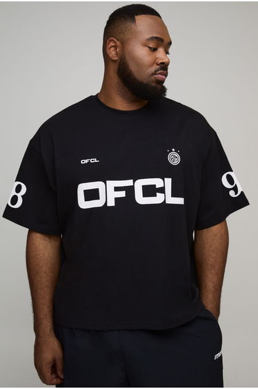Plus Oversized Boxy Ofcl Football Graphic T-Shirt - black