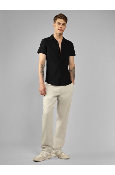 Men Slim Fit Cuban Collar Casual Shirt