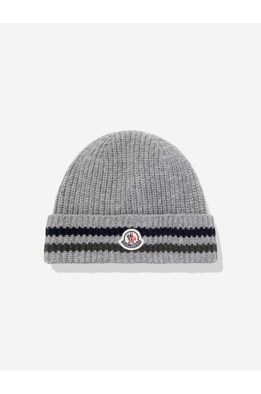 Moncler Enfant Boys Wool Beanie Hat in Grey