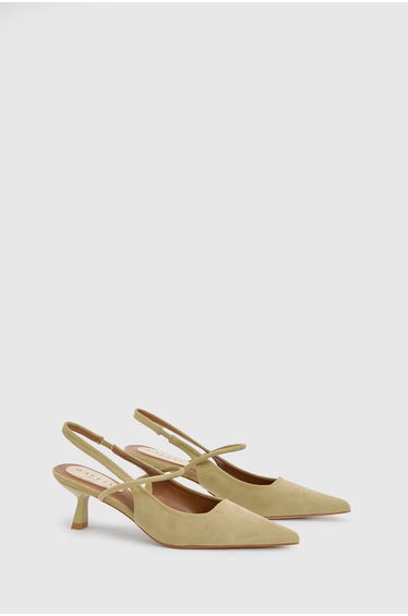 Cherish Faux Suede Slingback Kitten Heel Point Court Shoes