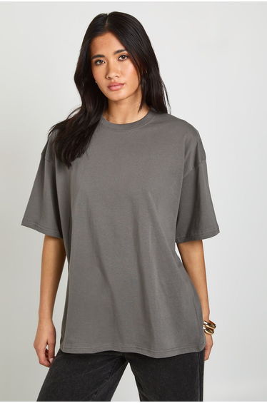 Oversized Short Sleeve T-Shirt - charcoal