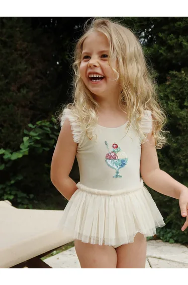 Konges Sløjd Girls Amandine Swimsuit in Ivory