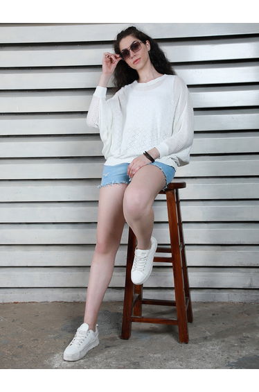 Relaxed Fit Batwing Sleeves Knit Top