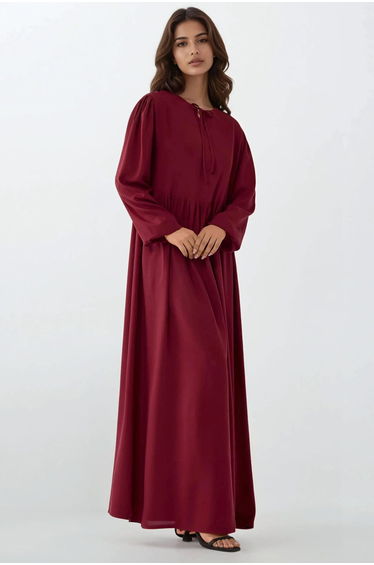 Maxi Dress with A-Form Fit and Crew Neck