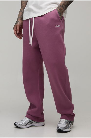 Tall Baggy Fit Man Script Drop Crotch Joggers - mauve