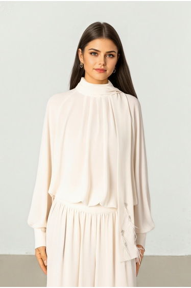 Blouse with Elegant Scarf