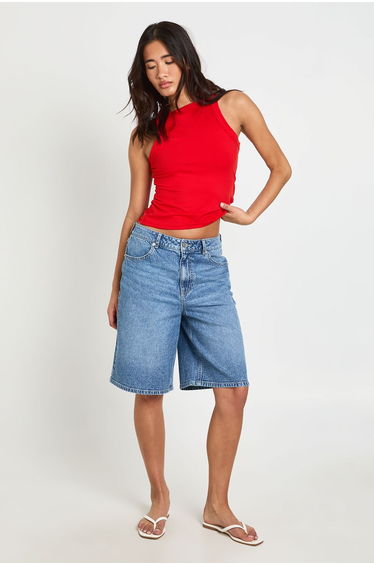Matte Slinky Super Soft High Racer Neck Vest - red