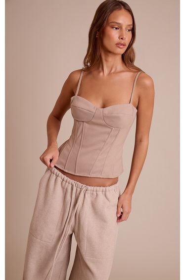 Stone Textured Wool Structured Corset Top