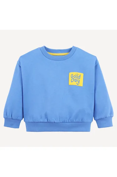 Crew Neck Sweatshirt with Fleece Slogan On Front and Back