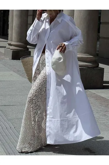 فستان ماكسي بأكمام طويلة بفتحة