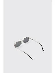 Rectangular Rimless Tinted Sunglasses - black - 2