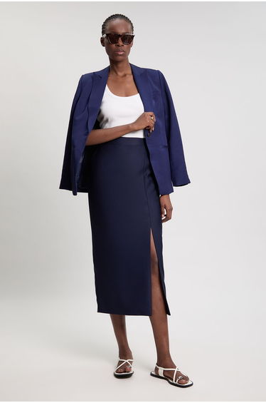 Petite Tailored Satin Midi Pencil Skirt