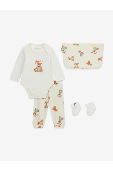 Guess Baby Teddy Bear Bodysuit Set in Ivory