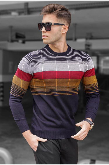 Navy Blue Crew Neck Sweater
