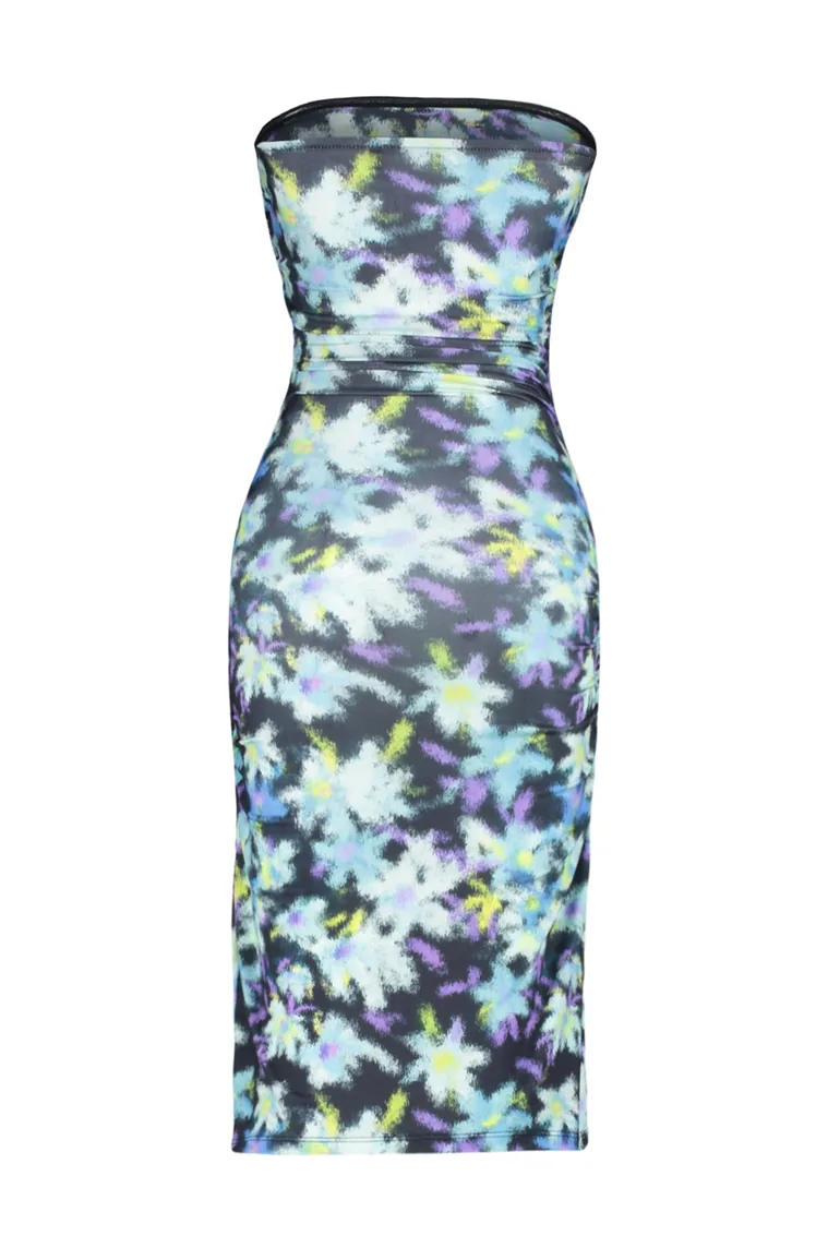 Blue Floral Bodycon Mini Dress - 6