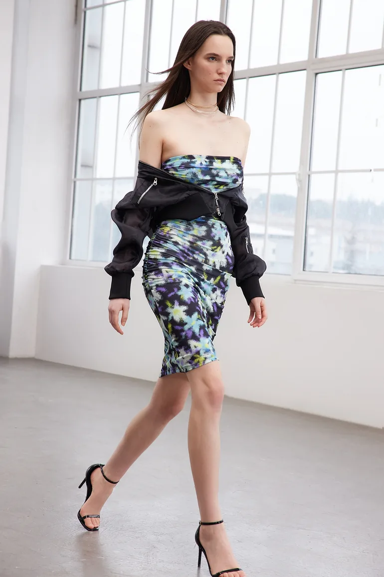 Blue Floral Bodycon Mini Dress - 8