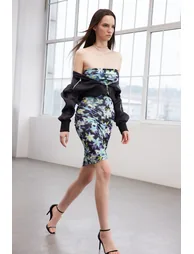 Blue Floral Bodycon Mini Dress - 8