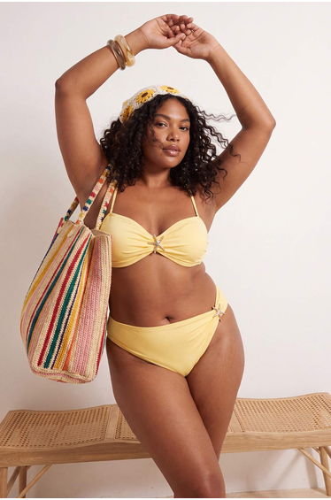 Yellow Plus Size Bikini Bottom with Premium Accessories