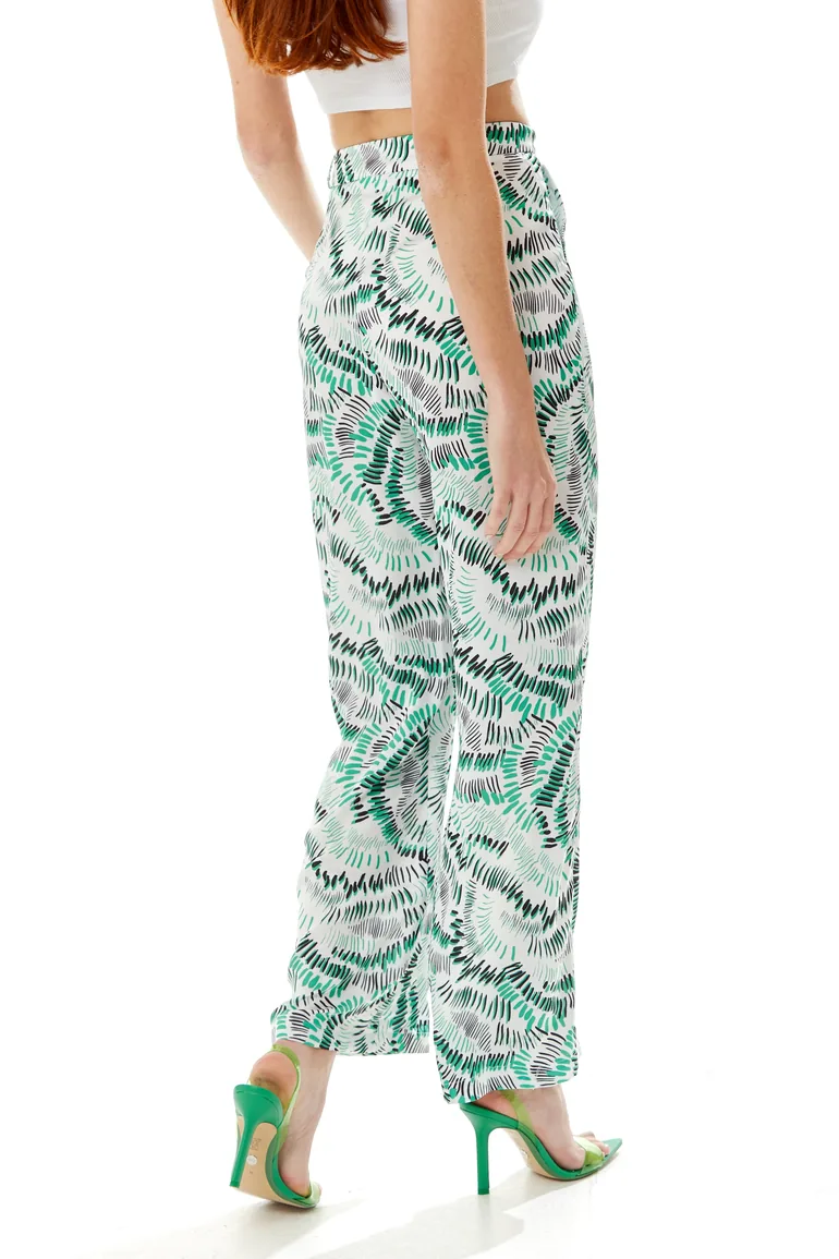 Women’s Trousers in White with Abstract Print - 3