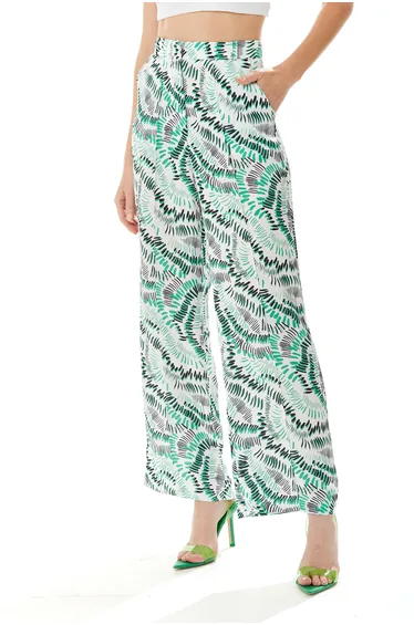 Women’s Trousers in White with Abstract Print