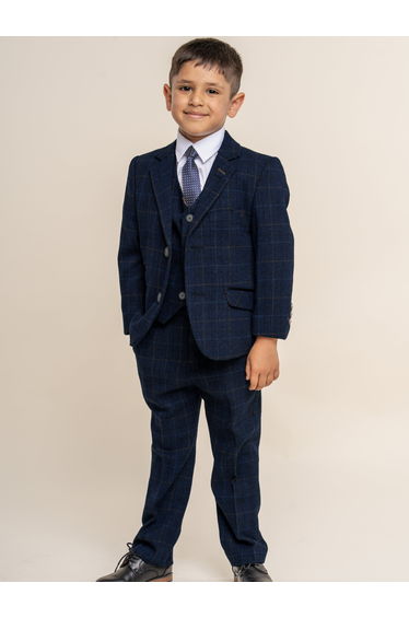 Boys Cody Tweed Suit in Blue
