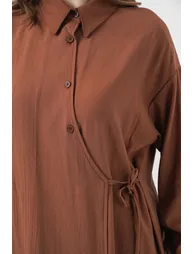 BDART Tie Detail Shirt Collar Tunic-Pants Set - 5