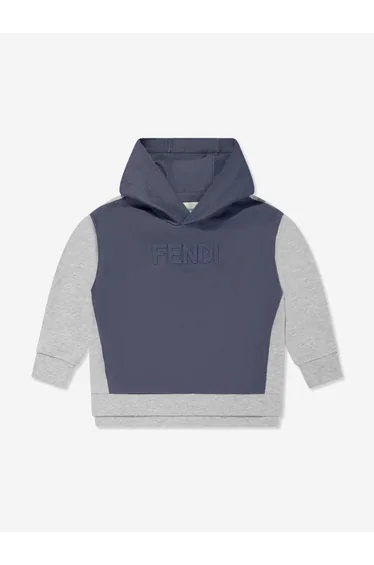 Kids Denim and Jersey Hoodie in Blue