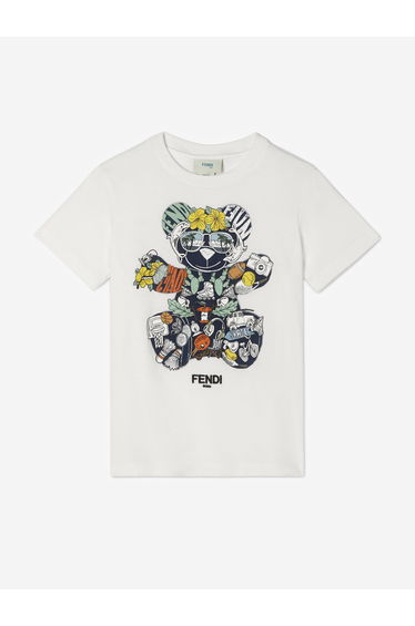 Fendi Boys Teddy Bear T-Shirt in White