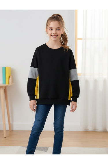 Girls Color Block Long Sleeve Sweatshirt