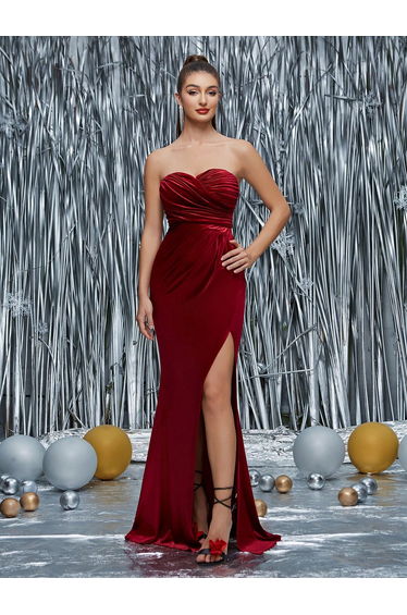 Leely Elegant Strapless Sleeveless Prom Dress