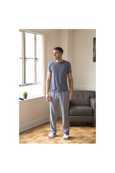 Skinnifit Mens Tartan Lounge Pants - White/Multi Check