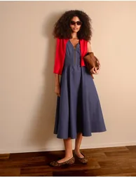 Zip Front Denim Dress - 1