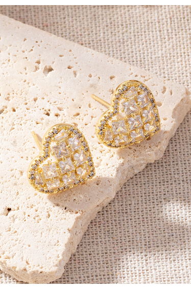 Radiant Rhinestones Heart Earrings